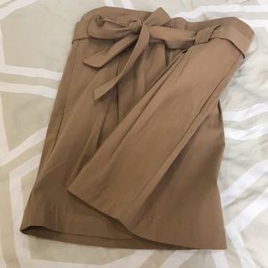 Lush tan paper bag tie skirt